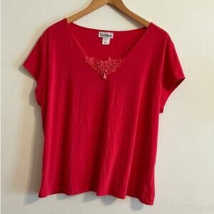 Women’s Carol Rose Red Short Sleeve Blouse size 2X